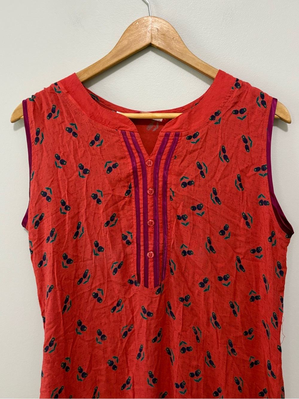 Hippie Indie Natural Sleeveless Red Printed Tunic Maxi Dress Navy Accent